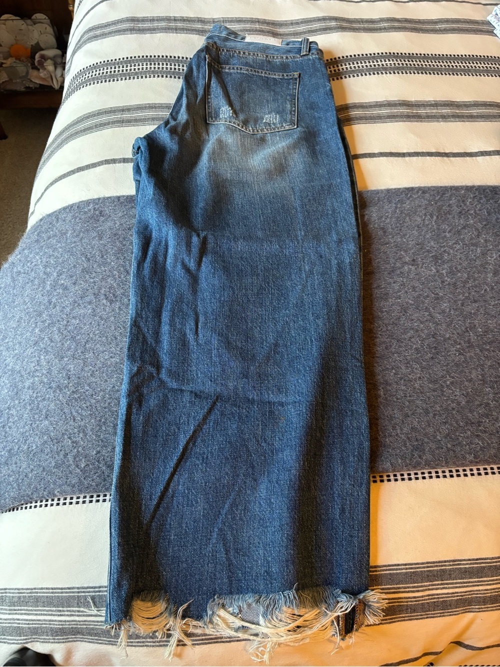 pistola Women's Blue Straight-Leg Jeans with Frayed Hem